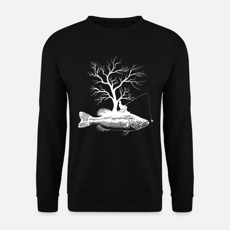 Grafischer Baum - Fisch Forellenbarsch - Unisex Pullover - Schwarz