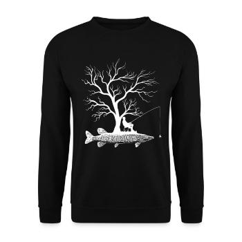 Graphic Tree - Fish Muscle Lung - Unisex Sweatshirt - black - Front - Alina (178cm) & Michal (187cm)