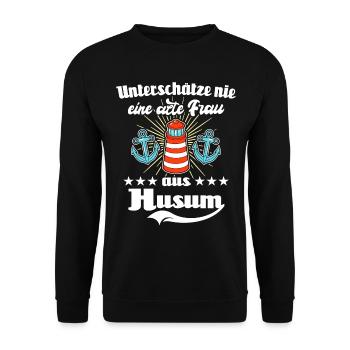 Husum Urlaub Husumer Nordsee - Unisex Pullover - Schwarz - Vorne - Alina (178cm) & Michal (187cm)