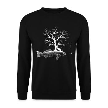 Graphic Tree - Fish Spotted Sea Trout - Unisex Sweatshirt - black - Front - Alina (178cm) & Michal (187cm)