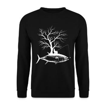 Graphic Tree - Fish Tuna - Unisex Sweatshirt - black - Front - Alina (178cm) & Michal (187cm)