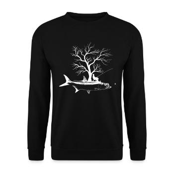 Graphic Tree - Fish Tarpon - Unisex Sweatshirt - black - Front - Alina (178cm) & Michal (187cm)