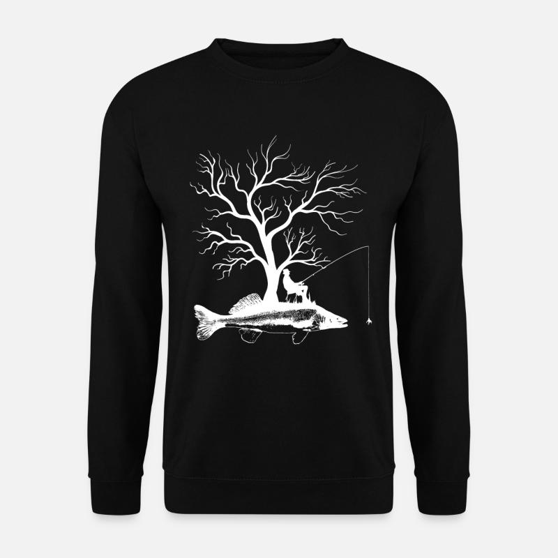 Grafischer Baum - Fisch-Zander - Unisex Pullover - Schwarz
