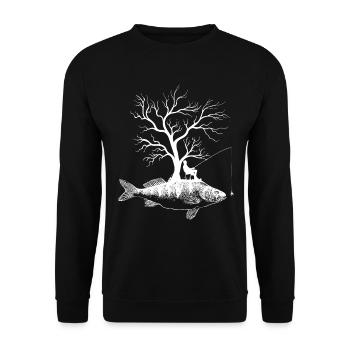 Graphic Tree - Fish Yellow Perch - Unisex Sweatshirt - black - Front - Alina (178cm) & Michal (187cm)