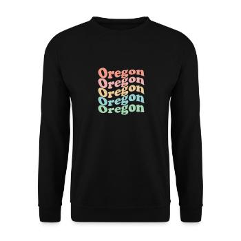 Vintage 70er Hippie USA Staat - Retro Oregon - Unisex Pullover - Schwarz - Vorne - Alina (178cm) & Michal (187cm)