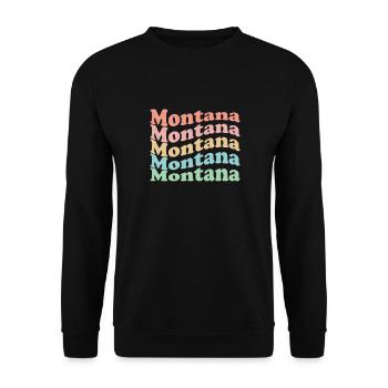 Vintage 70er Hippie USA Staat - Retro Montana - Unisex Pullover - Schwarz - Vorne - Alina (178cm) & Michal (187cm)