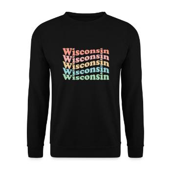 Vintage 70er Hippie USA Staat - Retro Wisconsin - Unisex Pullover - Schwarz - Vorne - Alina (178cm) & Michal (187cm)