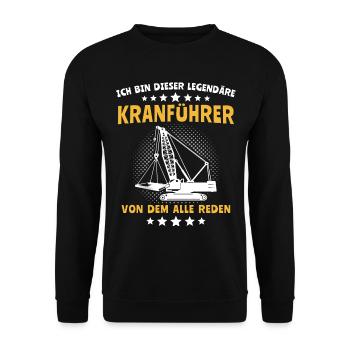 Kranführer Sprüche Kran Kranfahrer - Unisex Pullover - Schwarz - Vorne - Alina (178cm) & Michal (187cm)