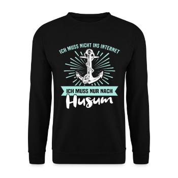 Husum Souvenir Husumer Nordsee - Unisex Pullover - Schwarz - Vorne - Alina (178cm) & Michal (187cm)