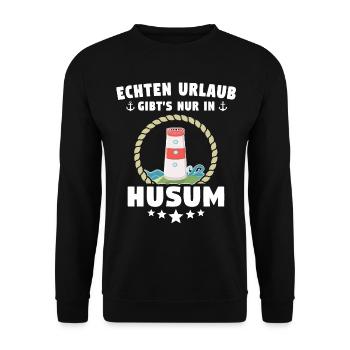 Husum Souvenir Husumer Nordsee - Unisex Pullover - Schwarz - Vorne - Alina (178cm) & Michal (187cm)