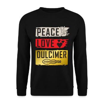 Peace Love Dulcimer Piano Player - Unisex Pullover - Schwarz - Vorne - Alina (178cm) & Michal (187cm)