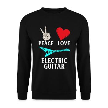 Peace Love Electric Guitar Guitarists - Unisex Pullover - Schwarz - Vorne - Alina (178cm) & Michal (187cm)