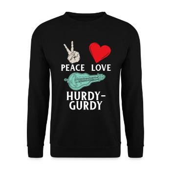 Peace Love Hurdy Gurdy Instrument - Unisex Sweatshirt - black - Front - Alina (178cm) & Michal (187cm)