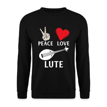 Peace Love Lute Music Instrument - Unisex Sweatshirt - black - Front - Alina (178cm) & Michal (187cm)