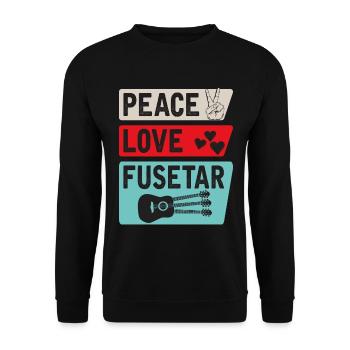Peace Love Fusetar Guitar Instrument - Unisex Pullover - Schwarz - Vorne - Alina (178cm) & Michal (187cm)