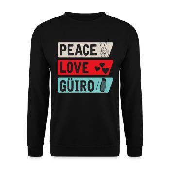 Peace Love Güiro Instrument Güiro Joueur - Sweat-shirt Unisexe - noir - Devant - Alina (178cm) & Michal (187cm)