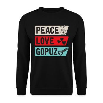 Peace Love Gopuz Stringed Instruments - Unisex Sweatshirt - black - Front - Alina (178cm) & Michal (187cm)