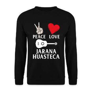 Peace Love Jarana Huasteca Guitar Music - Unisex Pullover - Schwarz - Vorne - Alina (178cm) & Michal (187cm)