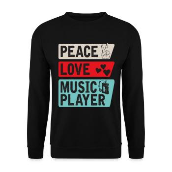 Peace Love Music Player Music Lovers - Unisex Pullover - Schwarz - Vorne - Alina (178cm) & Michal (187cm)