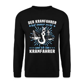Kranführer Kran Kranfahrer - Unisex Pullover - Schwarz - Vorne - Alina (178cm) & Michal (187cm)