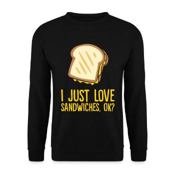 Sandwich - I just love sandwiches, ok? - Unisex Pullover - Schwarz - Vorne - Alina (178cm) & Michal (187cm)