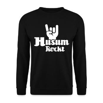 Husum Souvenir Husumer Rocker - Unisex Pullover - Schwarz - Vorne - Alina (178cm) & Michal (187cm)
