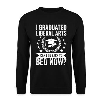 I Graduate Humanities - Unisex Sweatshirt - black - Front - Alina (178cm) & Michal (187cm)