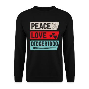 Peace Lovee Didgeridoo Wind Instrument - Unisex Pullover - Schwarz - Vorne - Alina (178cm) & Michal (187cm)