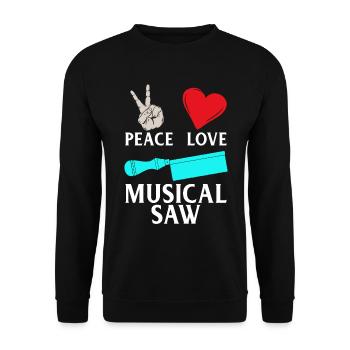 Peace Love Instrument de musique De scie musicale - Sweat-shirt Unisexe - noir - Devant - Alina (178cm) & Michal (187cm)