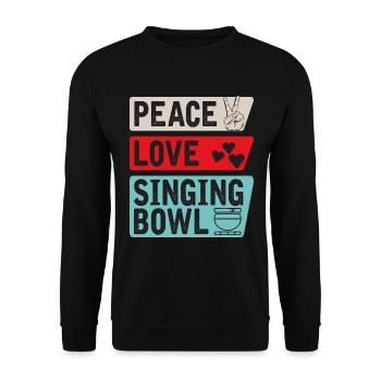 Peace Love Singing Bowl Instrument - Sweat-shirt Unisexe - noir - Devant - Alina (178cm) & Michal (187cm)