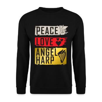 Peace Love Angel Harp Harp Players - Unisex Sweatshirt - black - Front - Alina (178cm) & Michal (187cm)