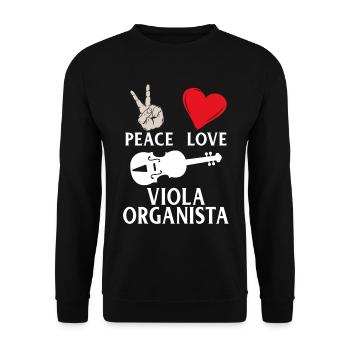 Peace Love Viola Organista Instrument - Unisex Pullover - Schwarz - Vorne - Alina (178cm) & Michal (187cm)