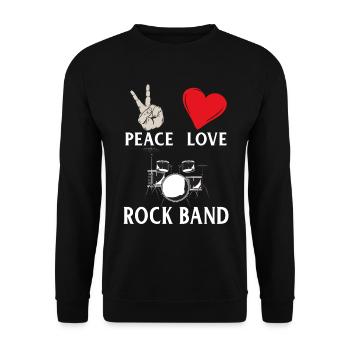 Peace Love Rock Band Music Instrument - Unisex Pullover - Schwarz - Vorne - Alina (178cm) & Michal (187cm)