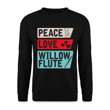 Peace Love Willon Flute Instrument - Unisex Sweatshirt - black - Front - Alina (178cm) & Michal (187cm)
