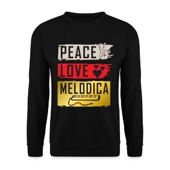 Peace Love Melodica Musical Instrument - Unisex Pullover - Schwarz - Vorne - Alina (178cm) & Michal (187cm)