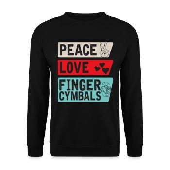 Peace Love Finger Cymbals Belly Dance - Unisex Sweatshirt - black - Front - Alina (178cm) & Michal (187cm)