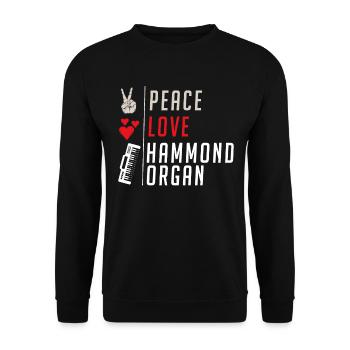 Peace Love Hammond Organ Instrument - Unisex Sweatshirt - black - Front - Alina (178cm) & Michal (187cm)