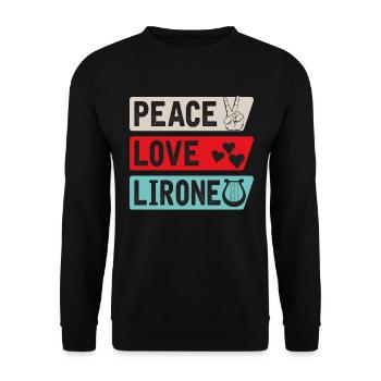 Peace Love Lirone Musical Instrument - Unisex Pullover - Schwarz - Vorne - Alina (178cm) & Michal (187cm)