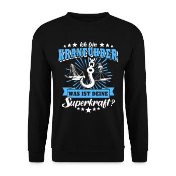 Kranführer Kran Sprüche Kranfahrer - Unisex Pullover - Schwarz - Vorne - Alina (178cm) & Michal (187cm)