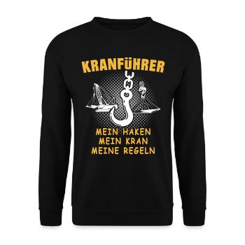 Kranführer Kranfahren Kranfahrer Kran - Unisex Pullover - Schwarz - Vorne - Alina (178cm) & Michal (187cm)