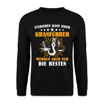 Kranführer Kran Bauarbeiter Kranfahrer - Unisex Pullover - Schwarz - Vorne - Alina (178cm) & Michal (187cm)