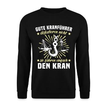 Kranführer Kran Bauarbeiter Kranfahrer - Unisex Pullover - Schwarz - Vorne - Alina (178cm) & Michal (187cm)