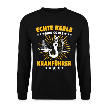 Kranführer Kran Bauarbeiter Kranfahrer - Unisex Pullover - Schwarz - Vorne - Alina (178cm) & Michal (187cm)