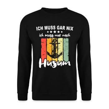 Husum Nordsee Husumer - Unisex Pullover - Schwarz - Vorne - Alina (178cm) & Michal (187cm)