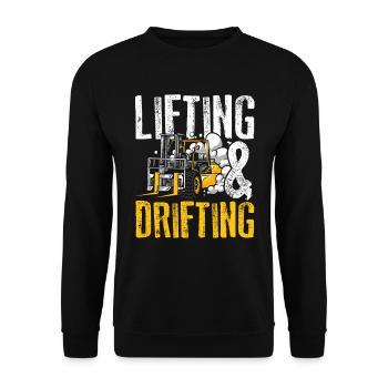 Lifting And Drifting Lustiger Gabelstapler Fahrer - Unisex Pullover - Schwarz - Vorne - Alina (178cm) & Michal (187cm)