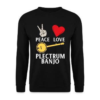 Peace Love Plectrum Banjo Instrument - Unisex Sweatshirt - black - Front - Alina (178cm) & Michal (187cm)