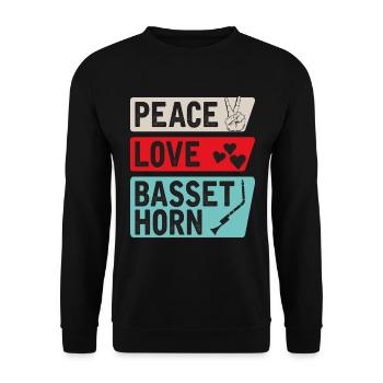 Peace Love Basset Horn Instrument de musique - Sweat-shirt Unisexe - noir - Devant - Alina (178cm) & Michal (187cm)