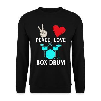Peace Love Box Tambour Instrument de musique - Sweat-shirt Unisexe - noir - Devant - Alina (178cm) & Michal (187cm)