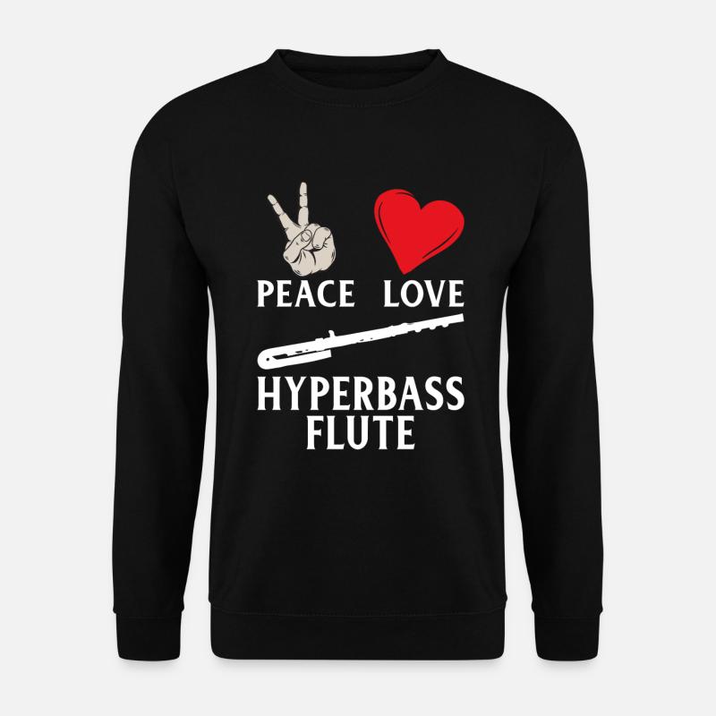 Peace Love Hyperbass Flute Instrument - Unisex Pullover - Schwarz