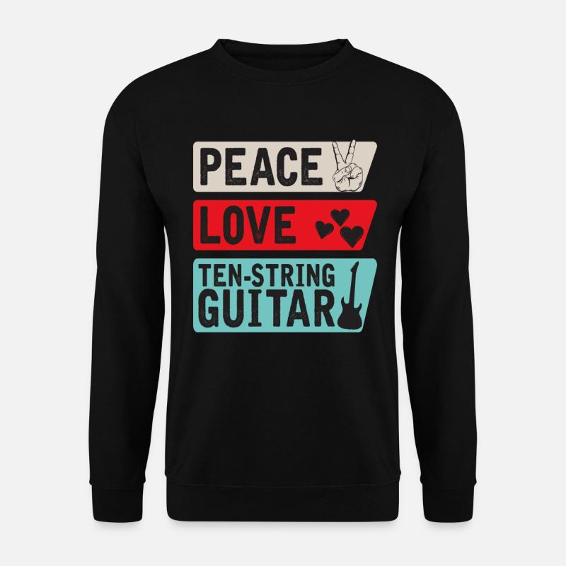 Peace Love Ten-String Guitar Instrument - Unisex Pullover - Schwarz